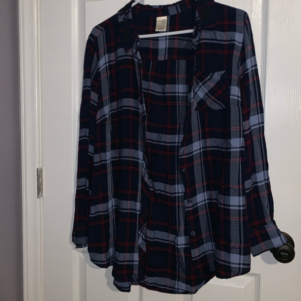 Plaid Shirt with Glitter accents on collar!